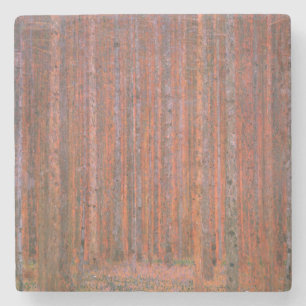 Gustav Klimt Fir Forest Tannenwald Red Trees Stone Coaster