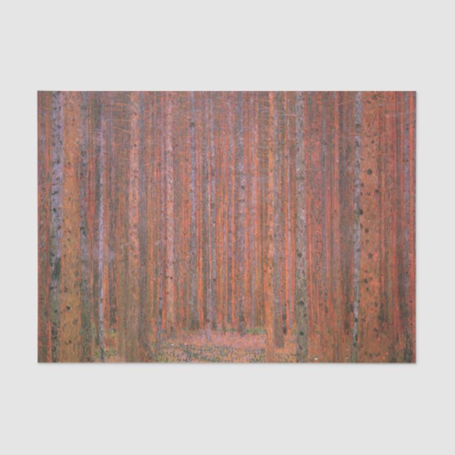 Gustav Klimt Fir Forest Tannenwald Red Trees Tissue Paper (Front)