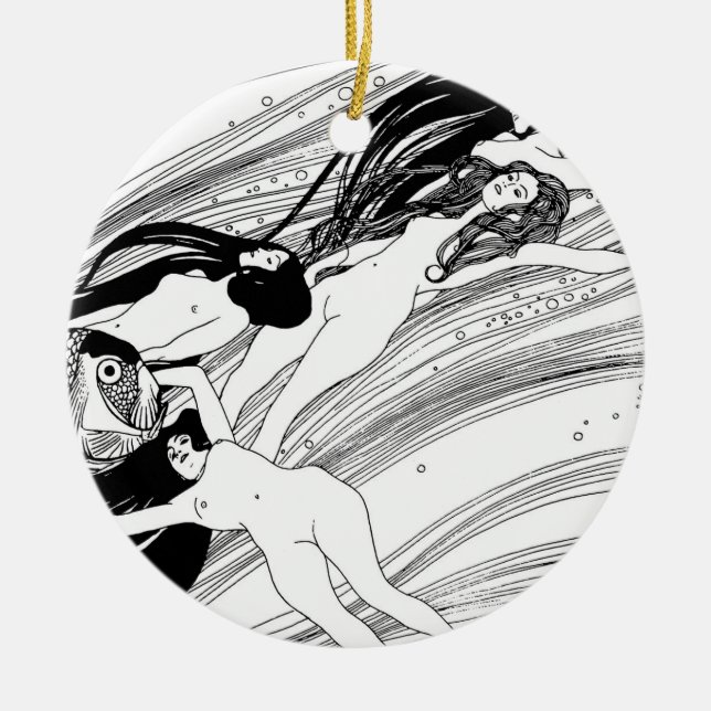 Gustav Klimt - Fish Blood Surreal Japanese Art Ceramic Tree Decoration (Front)