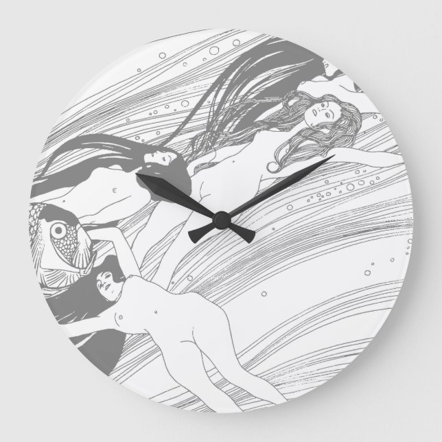 Gustav Klimt - Fish Blood Surreal Japanese Art Large Clock (Front)
