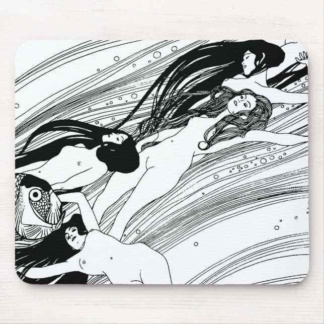 Gustav Klimt - Fish Blood Surreal Japanese Art Mouse Pad (Front)