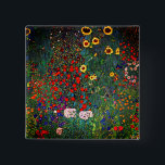 Gustav Klimt Flower Garden 15 Cm Square Badge<br><div class="desc">Button featuring Gustav Klimt’s oil painting Farm Garden with Sunflowers (1907). A beautiful garden of sunflowers and exquisite blue,  red,  purple,  pink,  and white flowers. A great gift for fans of Art Nouveau and Austrian art.</div>