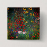 Gustav Klimt Flower Garden 15 Cm Square Badge<br><div class="desc">Button featuring Gustav Klimt’s oil painting Farm Garden with Sunflowers (1907). A beautiful garden of sunflowers and exquisite blue,  red,  purple,  pink,  and white flowers. A great gift for fans of Art Nouveau and Austrian art.</div>