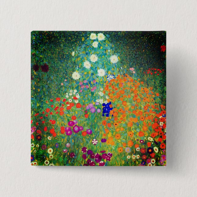 Gustav Klimt Flower Garden 15 Cm Square Badge (Front)