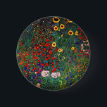 Gustav Klimt Flower Garden 6 Cm Round Badge<br><div class="desc">Button featuring Gustav Klimt’s oil painting Farm Garden with Sunflowers (1907). A beautiful garden of sunflowers and exquisite blue,  red,  purple,  pink,  and white flowers. A great gift for fans of Art Nouveau and Austrian art.</div>