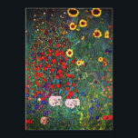 Gustav Klimt Flower Garden Announcement<br><div class="desc">Card featuring Gustav Klimt’s oil painting Farm Garden with Sunflowers (1907). A beautiful garden of sunflowers and exquisite blue,  red,  purple,  pink,  and white flowers. A great gift for fans of Art Nouveau and Austrian art.</div>