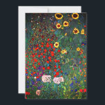 Gustav Klimt Flower Garden Announcement<br><div class="desc">Card featuring Gustav Klimt’s oil painting Farm Garden with Sunflowers (1907). A beautiful garden of sunflowers and exquisite blue,  red,  purple,  pink,  and white flowers. A great gift for fans of Art Nouveau and Austrian art.</div>