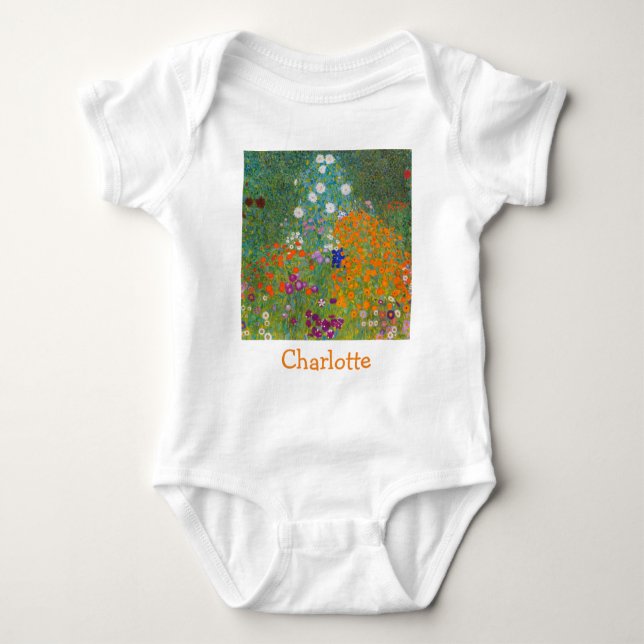 Gustav Klimt - Flower Garden Baby Bodysuit (Front)