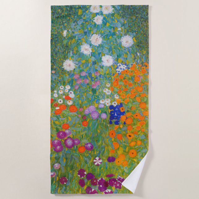 Gustav Klimt - Flower Garden Beach Towel (Front)