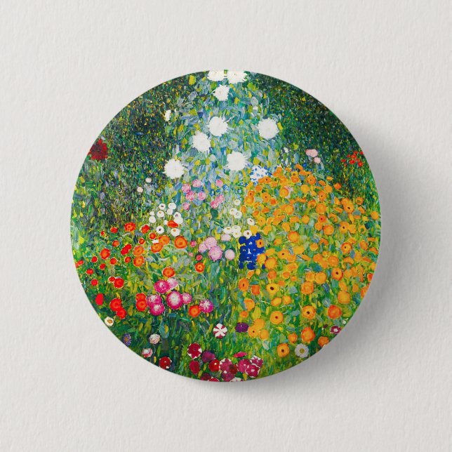 Gustav Klimt Flower Garden Button (Front)