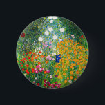 Gustav Klimt Flower Garden Button<br><div class="desc">Gustav Klimt Flower Garden button. Oil painting on canvas from 1907. Completed during his golden phase, Flower Garden is one of Klimt’s most famous landscape paintings. The summer colours burst forth in this work with a beautiful mix of orange, red, purple, blue, pink and white blossoms. A great gift for...</div>
