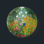 Gustav Klimt Flower Garden Button<br><div class="desc">Gustav Klimt Flower Garden button. Oil painting on canvas from 1907. Completed during his golden phase, Flower Garden is one of Klimt’s most famous landscape paintings. The summer colours burst forth in this work with a beautiful mix of orange, red, purple, blue, pink and white blossoms. A great gift for...</div>