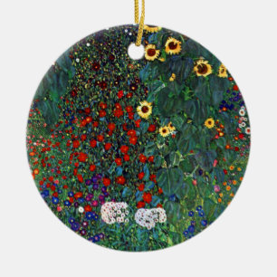 Gustav Klimt Flower Garden Ceramic Ornament