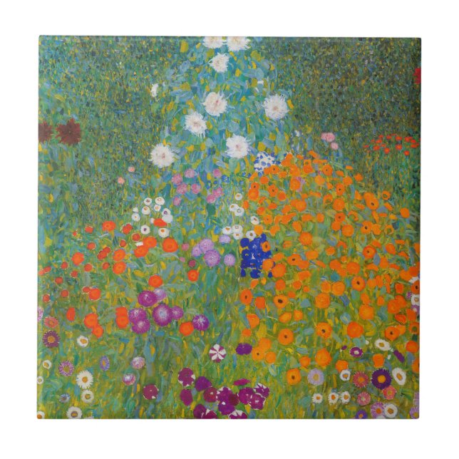 Gustav Klimt - Flower Garden Ceramic Tile (Front)
