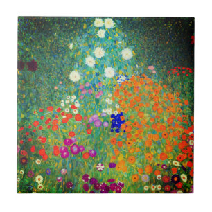 Gustav Klimt Flower Garden Ceramic Tile