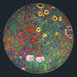 Gustav Klimt Flower Garden Classic Round Sticker<br><div class="desc">Stickers featuring Gustav Klimt’s oil painting Farm Garden with Sunflowers (1907). A beautiful garden of sunflowers and exquisite blue,  red,  purple,  pink,  and white flowers. A great gift for fans of Art Nouveau and Austrian art.</div>