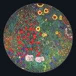 Gustav Klimt Flower Garden Classic Round Sticker<br><div class="desc">Stickers featuring Gustav Klimt’s oil painting Farm Garden with Sunflowers (1907). A beautiful garden of sunflowers and exquisite blue,  red,  purple,  pink,  and white flowers. A great gift for fans of Art Nouveau and Austrian art.</div>