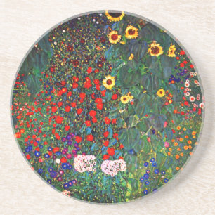 Gustav Klimt Flower Garden Coaster