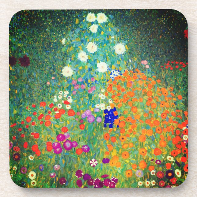 Gustav Klimt Flower Garden Coaster (Front)