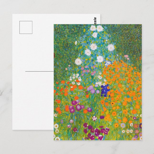 Gustav Klimt Flower Garden Cottage Art Nouveau Postcard (Front/Back)