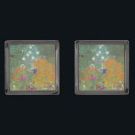 Gustav Klimt Flower Garden Cottage Nature Gunmetal Finish Cufflinks<br><div class="desc">A beautiful garden painting - this is a classic painting by Gustav Klimt,  called Cottage Garden,  or Bauergarten,  1907,  which is a close up of a flower garden,  a colourful floral painting.</div>