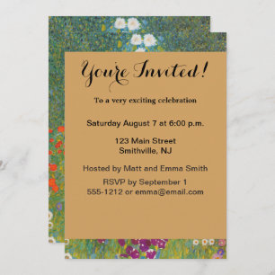 Gustav Klimt Flower Garden Cottage Nature Invitation