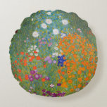 Gustav Klimt Flower Garden Cottage Nature Round Cushion<br><div class="desc">A beautiful garden painting - this is a classic painting by Gustav Klimt,  called Cottage Garden,  or Bauergarten,  1907,  which is a close up of a flower garden,  a colourful floral painting.</div>
