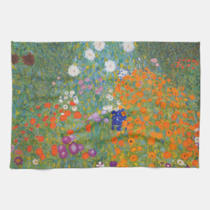 Gustav Klimt Flower Garden Cottage Nature Tea Towel