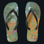 Gustav Klimt Flower Garden Cottage Nature Thongs<br><div class="desc">A beautiful garden painting - this is a classic painting by Gustav Klimt,  called Cottage Garden,  or Bauergarten,  1907,  which is a close up of a flower garden,  a colourful floral painting.</div>