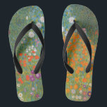 Gustav Klimt Flower Garden Cottage Nature Thongs<br><div class="desc">A beautiful garden painting - this is a classic painting by Gustav Klimt,  called Cottage Garden,  or Bauergarten,  1907,  which is a close up of a flower garden,  a colourful floral painting.</div>