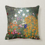 Gustav Klimt Flower Garden Cushion<br><div class="desc">A cottage or farmhouse flower garden as painted by Gustav Klimt.</div>