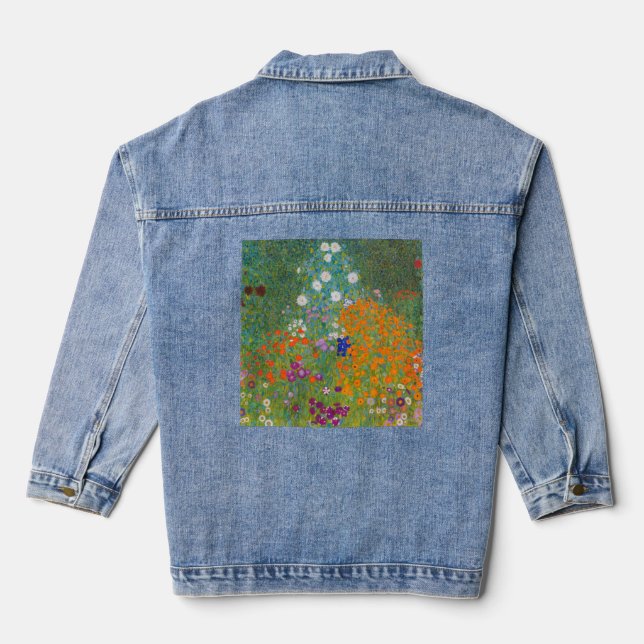 Gustav Klimt - Flower Garden Denim Jacket (Back)