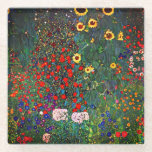 Gustav Klimt Flower Garden Glass Coaster<br><div class="desc">Glass Coaster featuring Gustav Klimt’s oil painting Farm Garden with Sunflowers (1907). A beautiful garden of sunflowers and exquisite blue,  red,  purple,  pink,  and white flowers. A great gift for fans of Art Nouveau and Austrian art.</div>