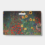 Gustav Klimt Flower Garden ID Badge<br><div class="desc">Badge featuring Gustav Klimt’s oil painting Farm Garden with Sunflowers (1907). A beautiful garden of sunflowers and exquisite blue,  red,  purple,  pink,  and white flowers. A great gift for fans of Art Nouveau and Austrian art.</div>