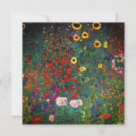 Gustav Klimt Flower Garden Invitation<br><div class="desc">Card featuring Gustav Klimt’s oil painting Farm Garden with Sunflowers (1907). A beautiful garden of sunflowers and exquisite blue,  red,  purple,  pink,  and white flowers. A great gift for fans of Art Nouveau and Austrian art.</div>