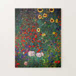Gustav Klimt Flower Garden Jigsaw Puzzle<br><div class="desc">Puzzle featuring Gustav Klimt’s painting Farm Garden with Sunflowers (1907). A beautiful garden of sunflowers and exquisite blue,  red,  purple,  pink,  and white flowers. A great gift for fans of Art Nouveau and Austrian art.</div>