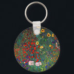 Gustav Klimt Flower Garden Key Ring<br><div class="desc">Keychain featuring Gustav Klimt’s oil painting Farm Garden with Sunflowers (1907). A beautiful garden of sunflowers and exquisite blue,  red,  purple,  pink,  and white flowers. A great gift for fans of Art Nouveau and Austrian art.</div>