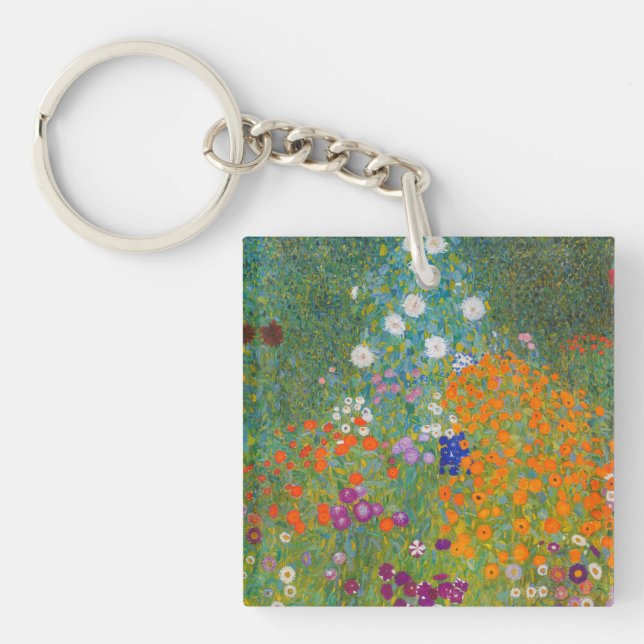 Gustav Klimt - Flower Garden Key Ring (Front)