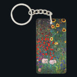 Gustav Klimt Flower Garden Key Ring<br><div class="desc">Keychain featuring Gustav Klimt’s oil painting Farm Garden with Sunflowers (1907). A beautiful garden of sunflowers and exquisite blue,  red,  purple,  pink,  and white flowers. A great gift for fans of Art Nouveau and Austrian art.</div>
