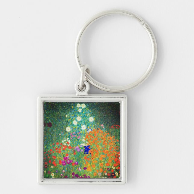 Gustav Klimt Flower Garden Key Ring (Front)