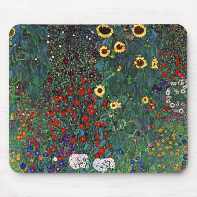 Gustav Klimt Flower Garden Mouse Pad (Front)
