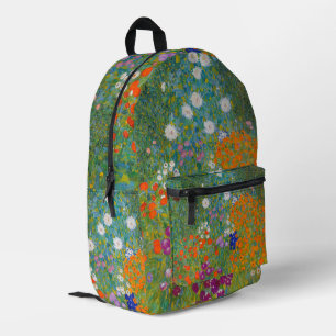Gustav Klimt - Flower Garden Printed Backpack