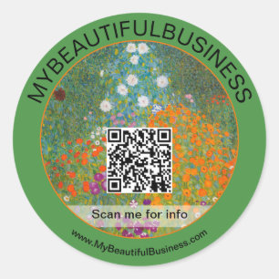 Gustav Klimt - Flower Garden QR Code Classic Round Sticker