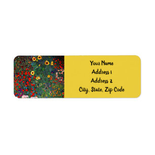 Gustav Klimt Flower Garden Return Address Label