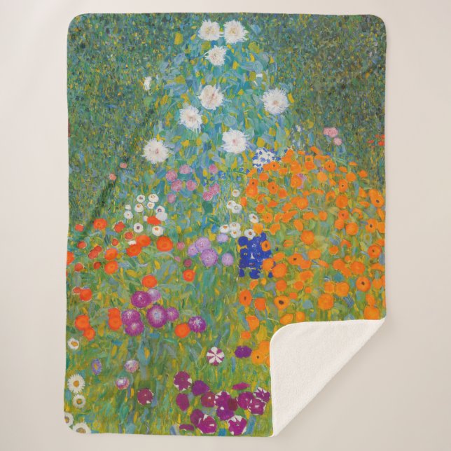 Gustav Klimt - Flower Garden Sherpa Blanket (Front)