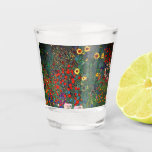 Gustav Klimt Flower Garden Shot Glass<br><div class="desc">Shot Glass featuring Gustav Klimt’s oil painting Farm Garden with Sunflowers (1907). A beautiful garden of sunflowers and exquisite blue,  red,  purple,  pink,  and white flowers. A great gift for fans of Art Nouveau and Austrian art.</div>