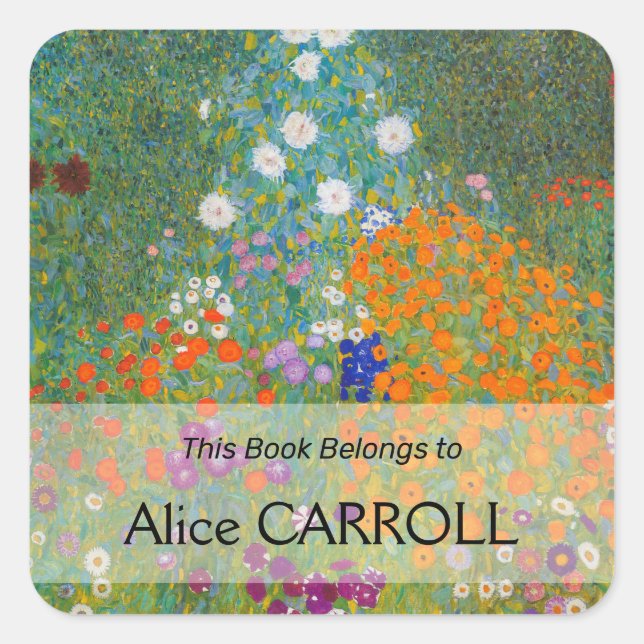 Gustav Klimt - Flower Garden Square Sticker (Front)