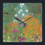 Gustav Klimt: Flower Garden Square Wall Clock<br><div class="desc">A beautiful classic wall clock featuring a colourful flower garden,  painted by the Austrian symbolist painter Gustav Klimt.</div>