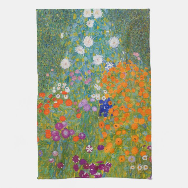 Gustav Klimt - Flower Garden Tea Towel (Vertical)
