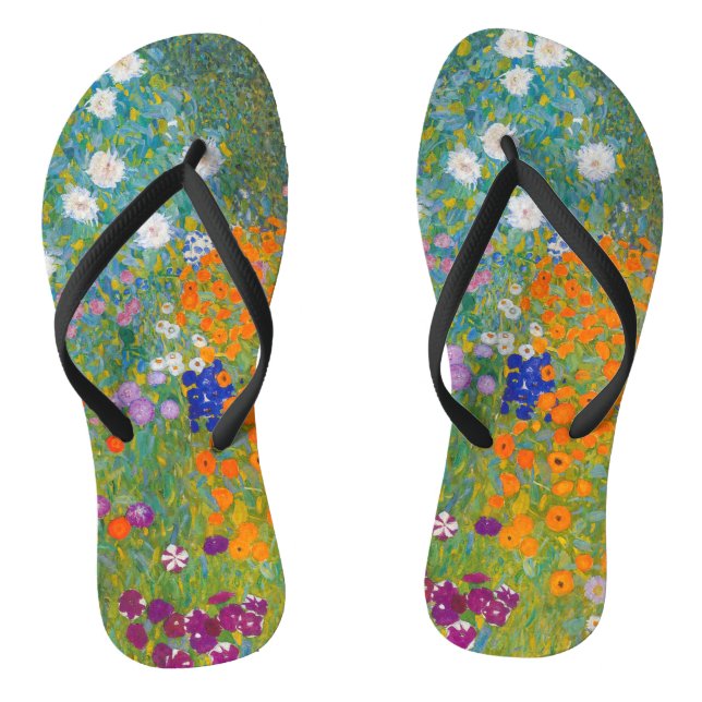 Gustav Klimt - Flower Garden Thongs (Footbed)